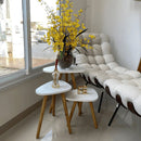 Kit Trio Jogo de Mesinhas Lateral Sala Pé Palito Retro Tampo Orgânico