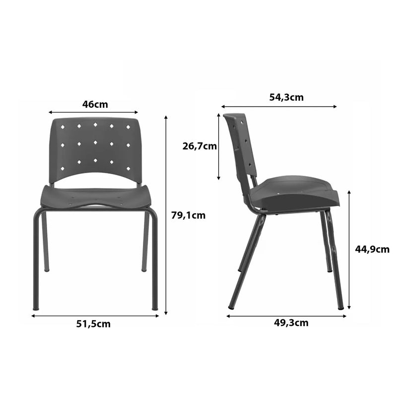 Kit com 2 Cadeiras Fixas Ergonômicas para Escritório com Assento Estofado