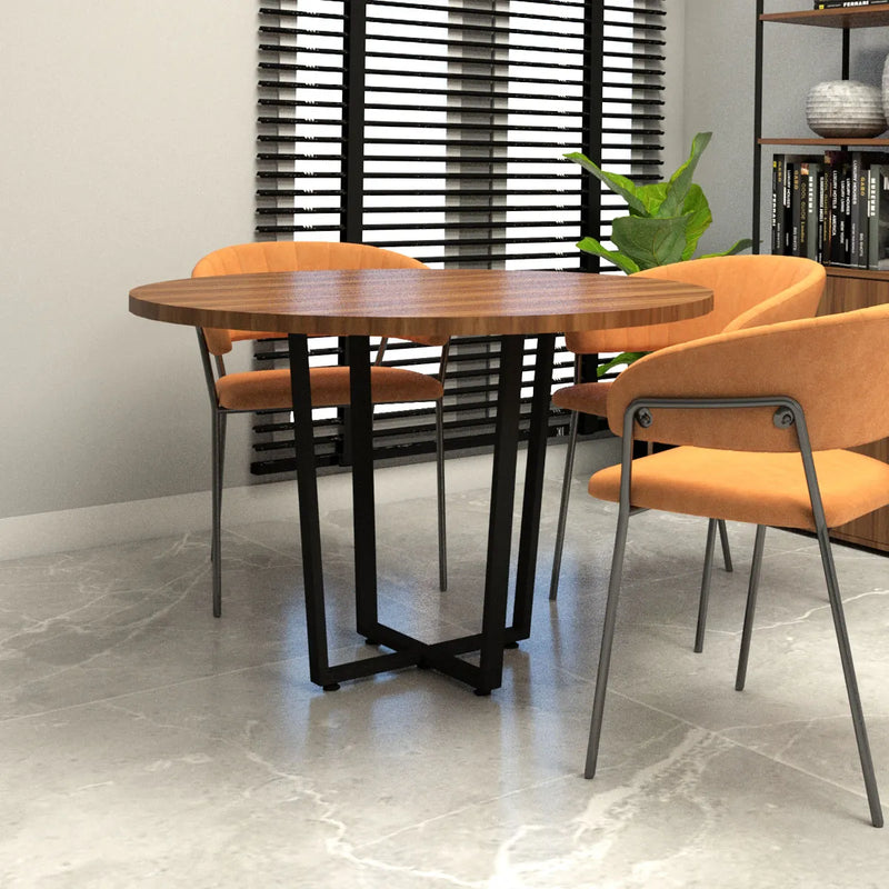 Mesa de Reunião Industrial Redonda 110cm Pés em Metal