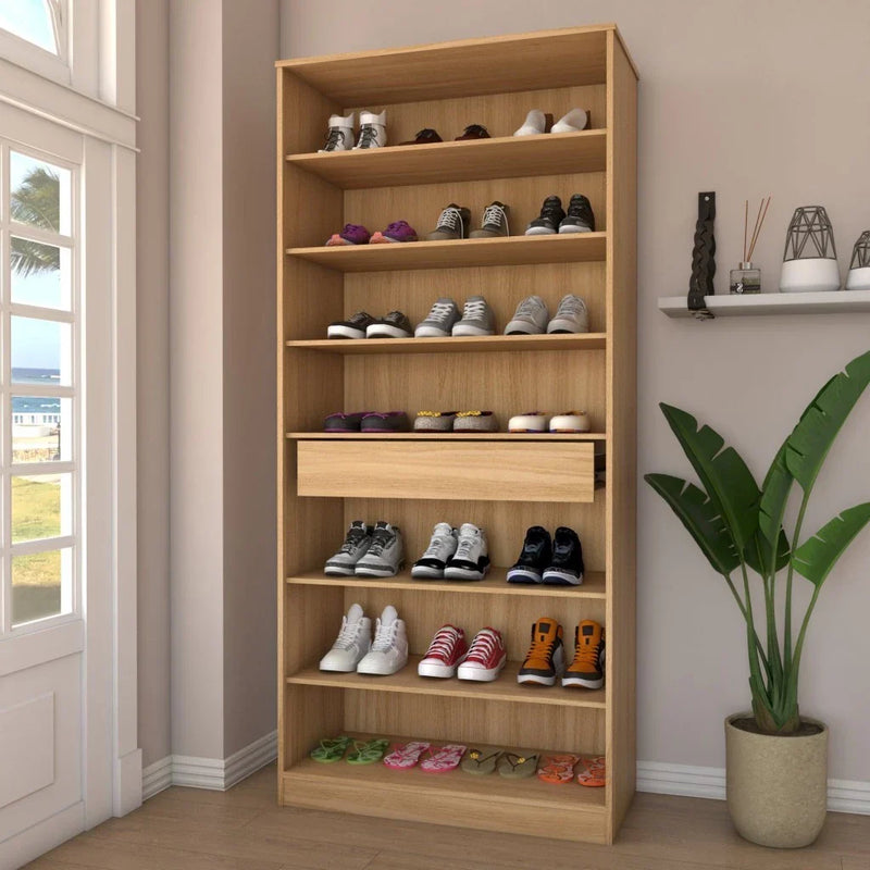 Armário Baixo Office Premium de Madeira Carvalho e Detalhes Brancos