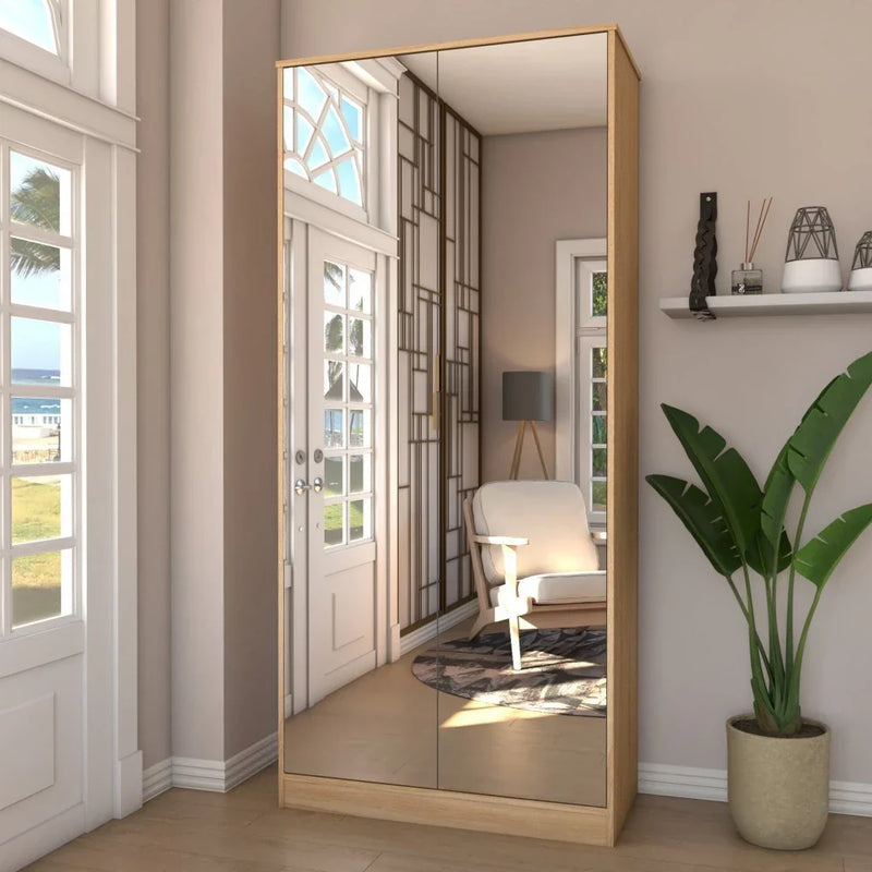 Armário Baixo Office Premium de Madeira Carvalho e Detalhes Brancos